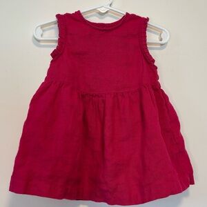 Petit Bateau Pink Ruffle Flared Linen Dress Baby Girl 12 Months/74 cm